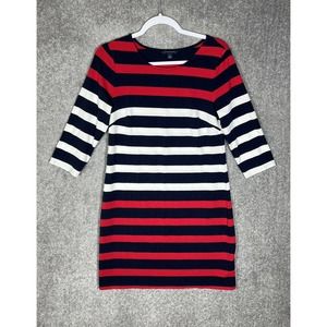 Tommy Hilfiger‎ Striped Stretch Shirt Dress Womens Size Medium Red White Blue